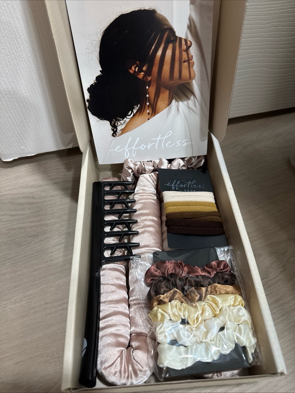 Effortless Satin Hair Set in Blush & Cream